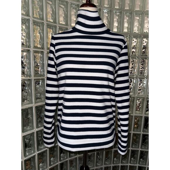 Dudley Stephen's Navy/White Striped Park Slope Turtleneck Fleece Sweater - Sz M - Picture 1 of 10